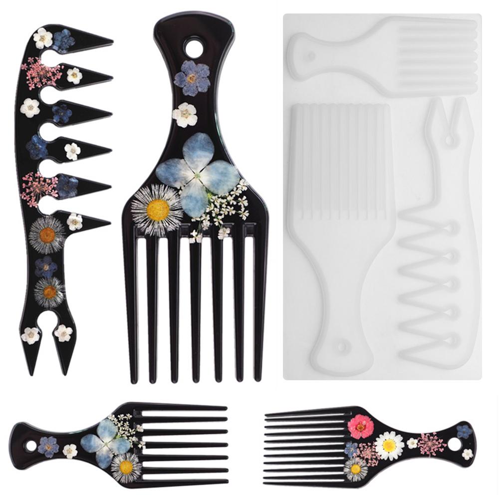 R-flower Comb Cetakan Silikon Cermin African Comb Crystal Epoxy Resin Kerajinan Casting Mold