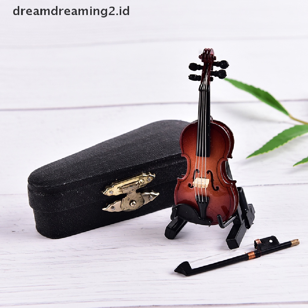 Miniatur Instrumen Musik Biola Mini Bahan Kayu Dengan Case