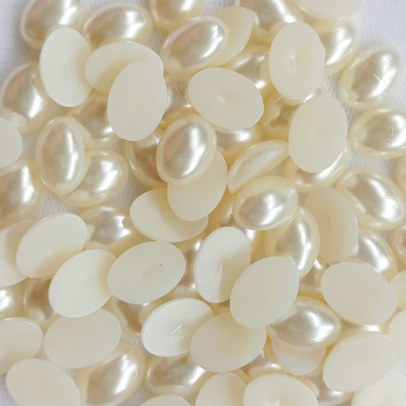 Mutiara Sintetis ( Mutsin) Variasi Belah Oval 10mm x 14mm ( 10 gram )