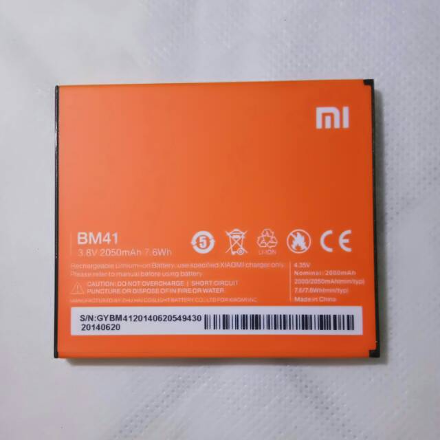 BATERAI/BATRE BM41 XIAOMI REDMI 1/1S ORIGINAL 100%