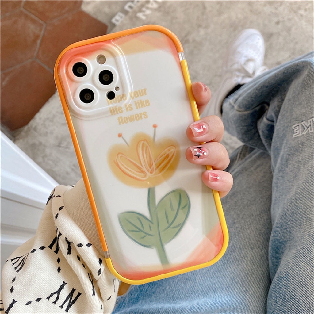 Dua Warna Pola Bunga Yang Dapat Dilepas Casing iPhone Silikon Lembut Cxh4