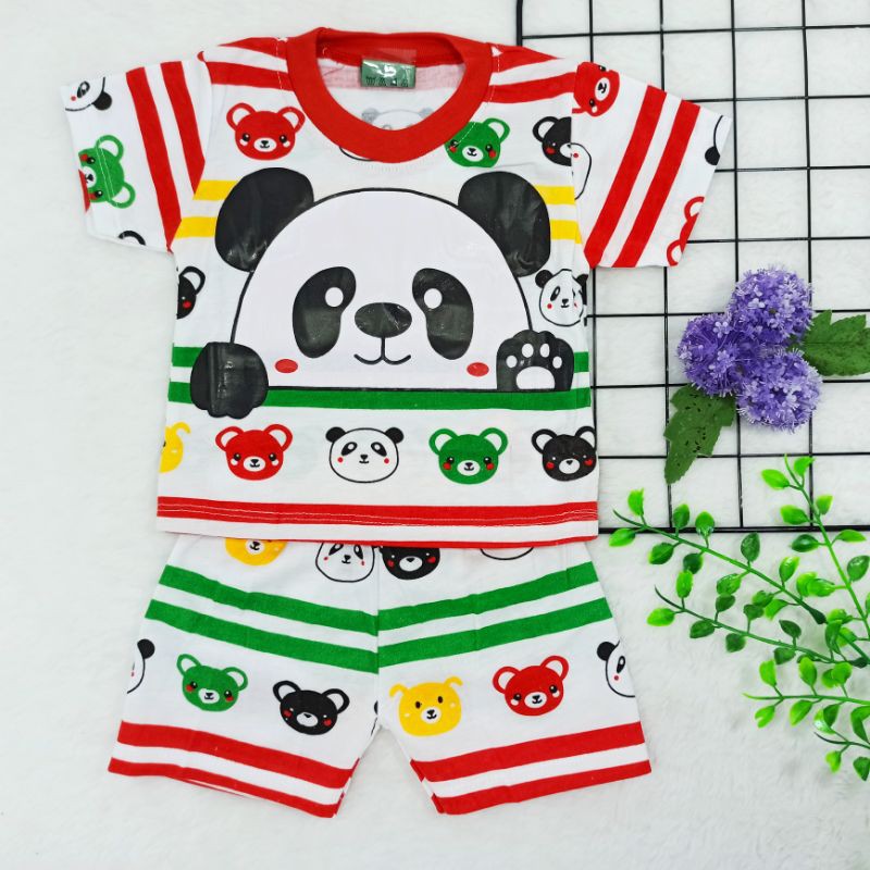 [Ss-4023] Pakaian Bayi 0-9bulan, Baju Kaos Bayi, Setelan Anak Laki-laki Murah Kece Berkualitas PANDA