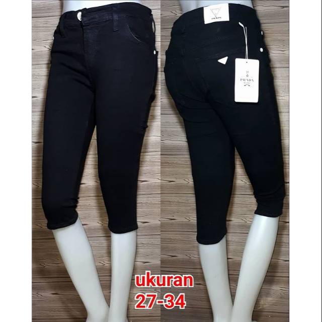  CELANA  SOFT JEANS  7 8 WANITA  HITAM Shopee Indonesia