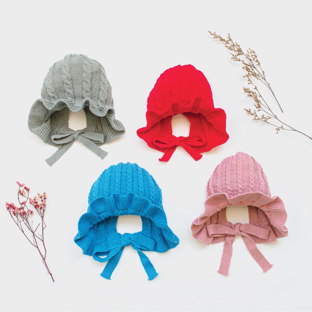 Topi Kupluk Rajut Bonnet Bayi Model RUFFLE Fashion Baby Hat