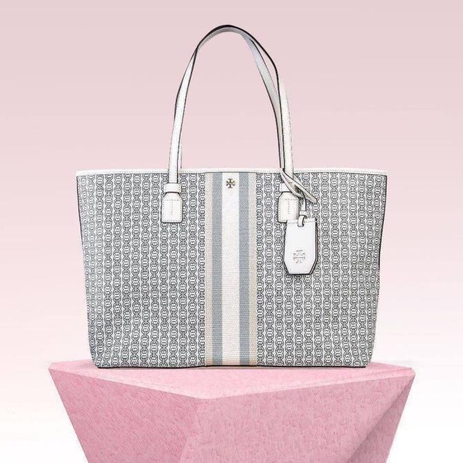Bag Canvas - Tas Tory Burch Gemini Link Canvas Tote Large Ivory Asli