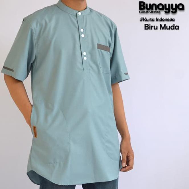 Grosir Bunayya Kurta Indonesia - Biru Muda, S Fashiion muslim/Dress Muslim