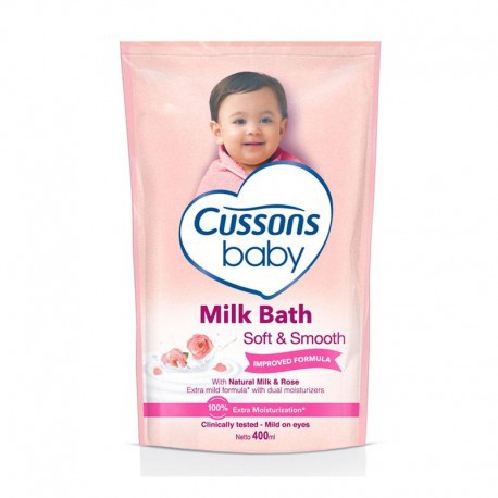 CUSSONS BABY Milk Bath Soft &amp; Smooth, Fresh &amp; Nourish, Mild &amp; Gentle, Happy Fresh 400ml Refill Pouch