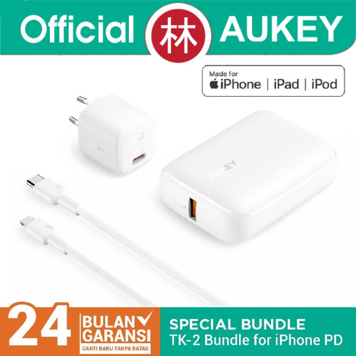 Aukey TK-2 Special Bundle Powerbank 10000mAh, Charger 20W &amp; Cable 1.2m