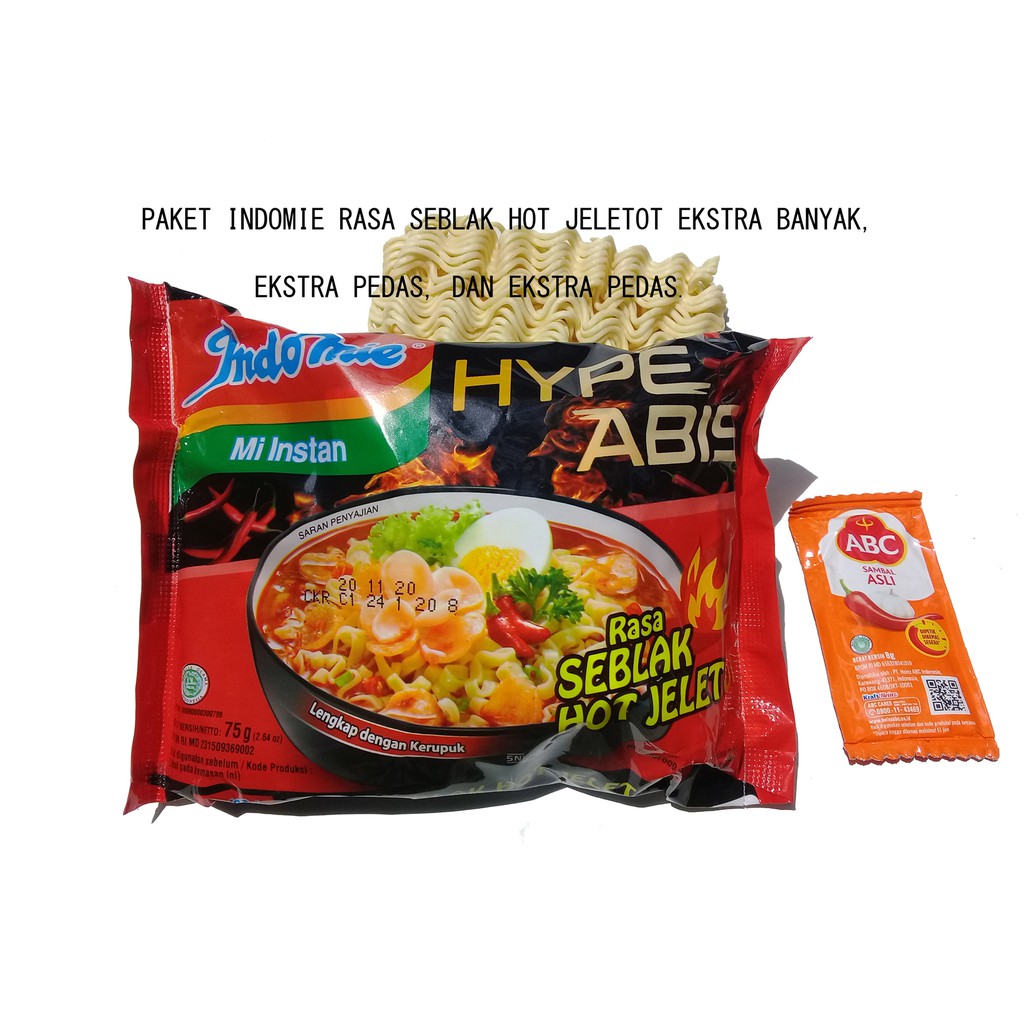 

PAKET 5 PORSI BESAR INDOMIE HYPE ABIS RASA SEBLAK HOT JELETOT 150G