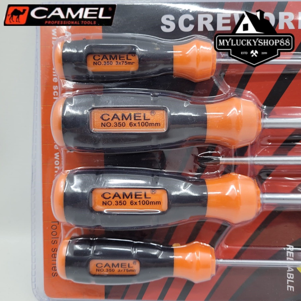 Camel Set Obeng Kombinasi 7Pcs Plus (+) Minus (-) Screwdriver Blister