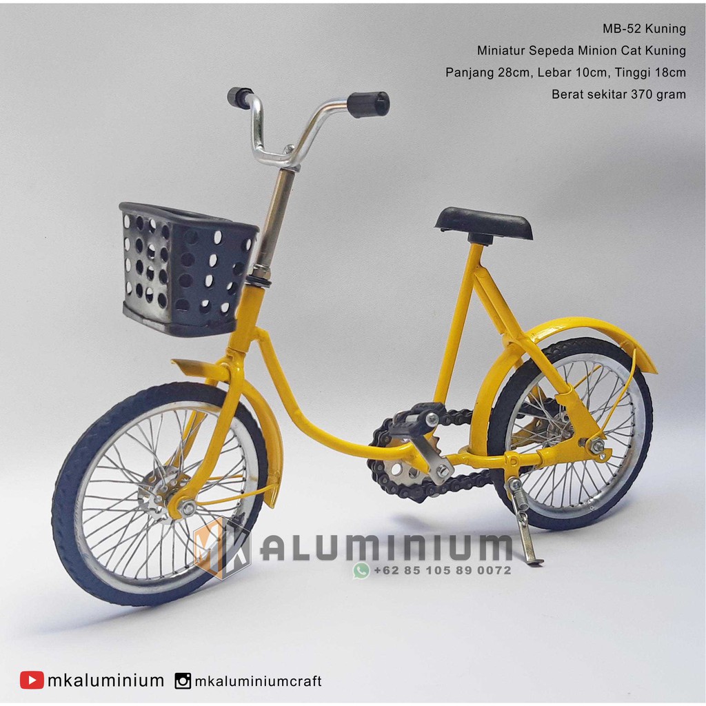 Miniatur Sepeda Mainan Model Sepeda Minion Bahan Logam Cat Kuning - MK Aluminium - MB52kuning