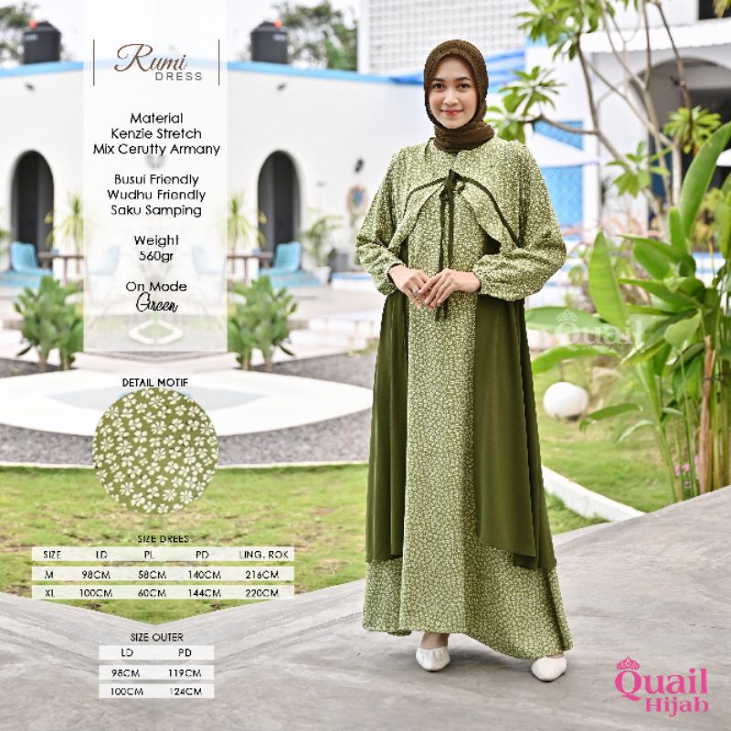 Dress Gamis Outer Wanita Muslim Original Quail Hijab RUMI