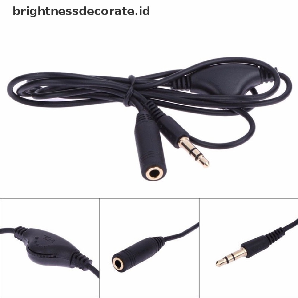 Kabel Extension Audio 3.5mm Male Ke Female Dengan Kontrol Volume Untuk Earphone