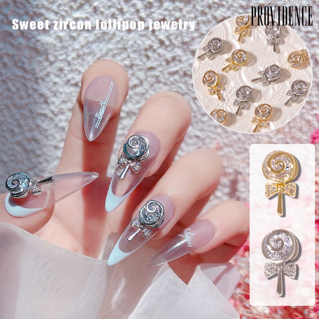 Providence 3Pcs/Set Nail Candy Ornament Lollipop Shape 3D Effect Lightweight Shiny DIY Bright Sugar Rhinestone for Manicure