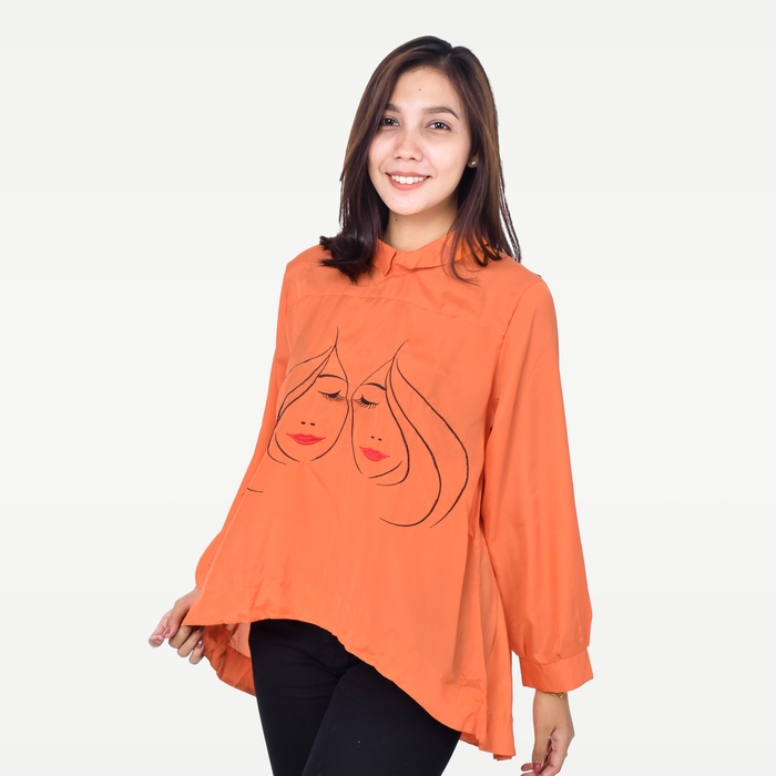 SEYES V7766 Blouse  Cewek Premium Baju  Atasan Wanita Orange 