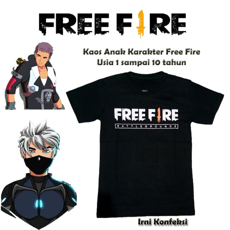 KAOS ANAK LAKI LAKI FREE FIRE UMUR 1-2-3-4-5-6-7-8-9-10-11-12 // ATASAN BAJU ANAK LAKI LAKI // GROSIR KAOS BAJU ANAK