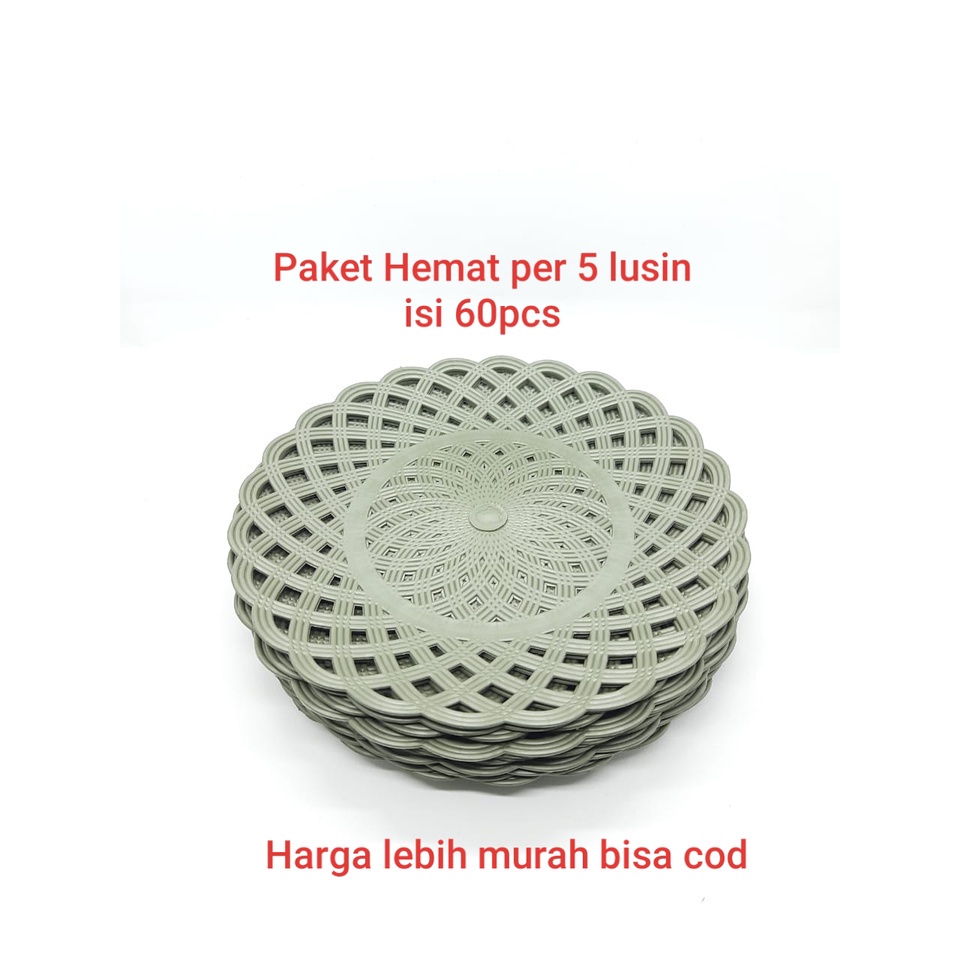 5 lusin LJR Paket hemat Piring anyaman rotan Plastik  60 PCS / piring plastik / piring anyam