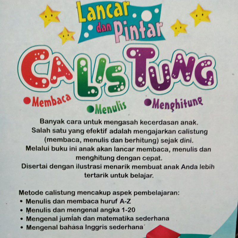 Buku Lancar Dan Pintar Calistung Untuk Paud/Tk