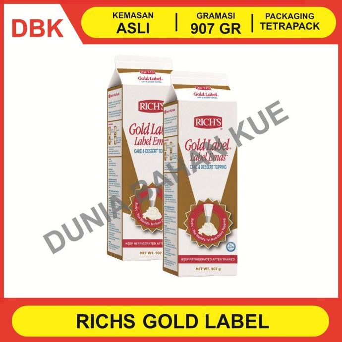 

(BISA COD) RICHS GOLD LABEL WHIPPING CREAM 907 GR / WHIP CREAM / TOPPING CREAM