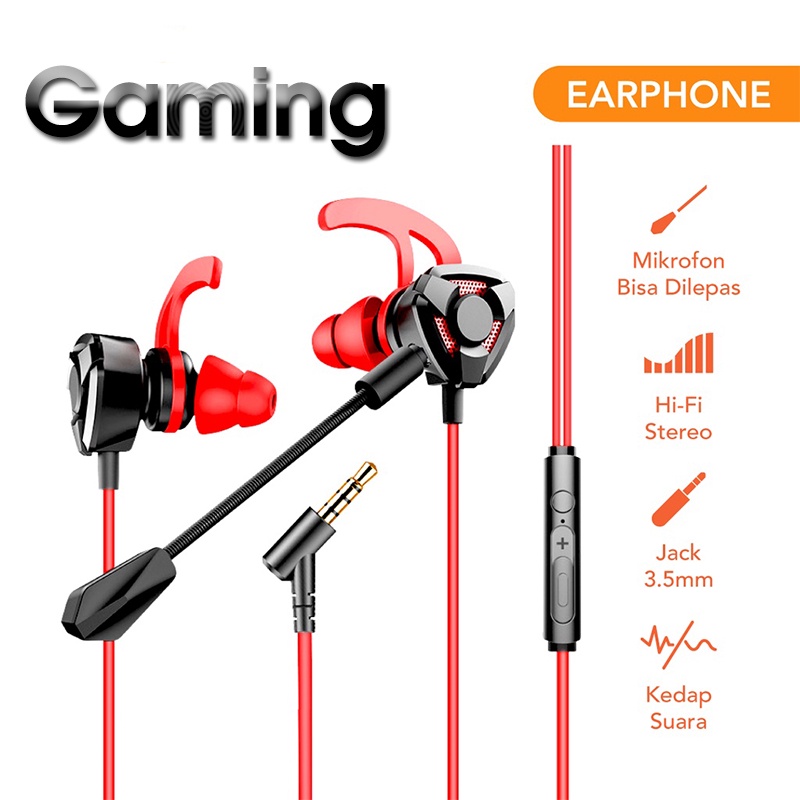 Gaming Headset Earphone With Microphone Volume Control PC Gamer Earphones