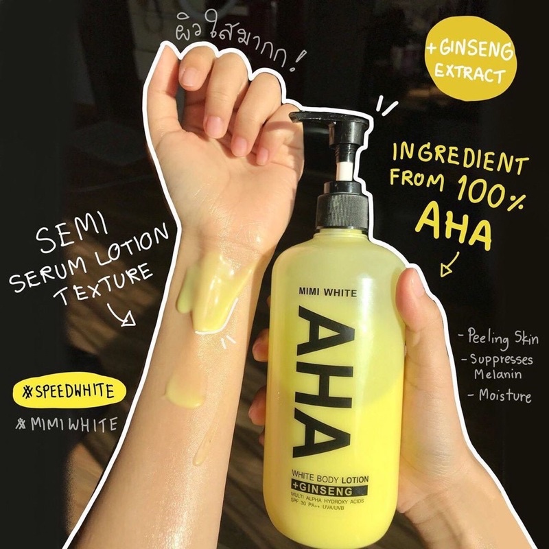 [KEMASAN 500ml]ORIGINAL BISA CEK S/N ,MIMI WHITE AHA WHITE BODY LOTION+GINSENG