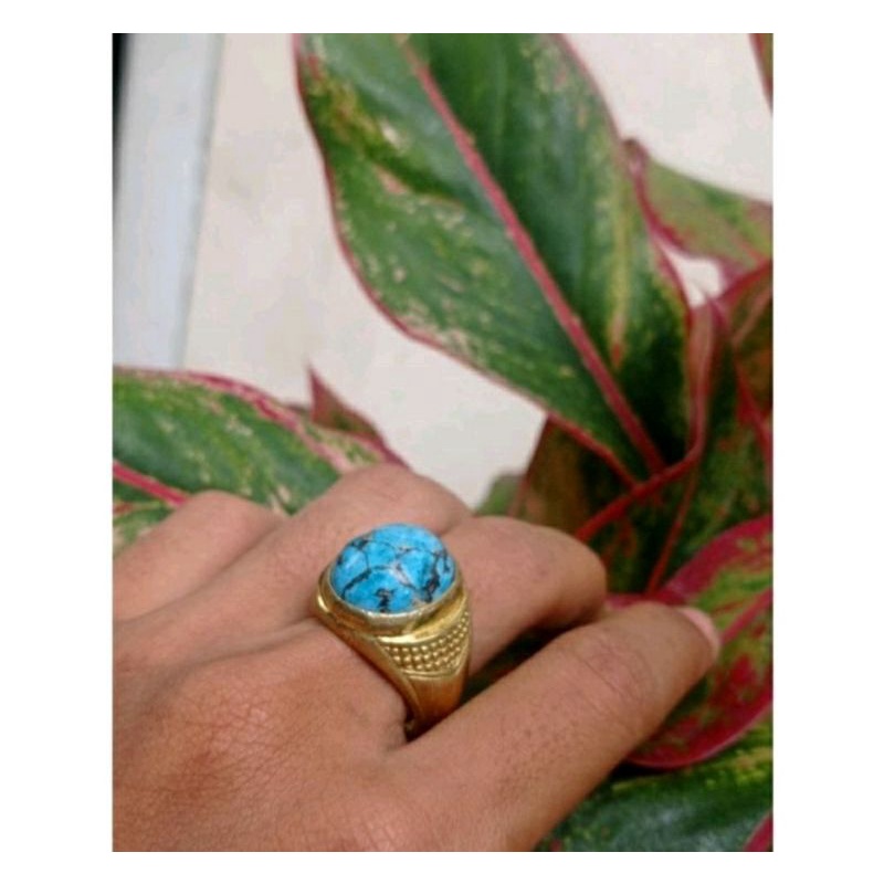 Batu Cincin Virus Persia Serat Emas Ring Mewah Super