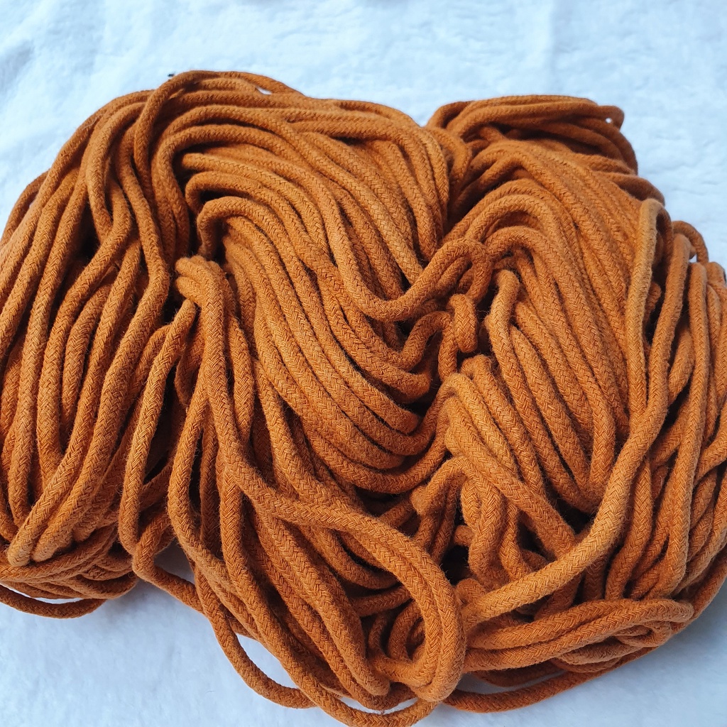 tali katun macrame braided caramel / cotton rope caramel 4mm