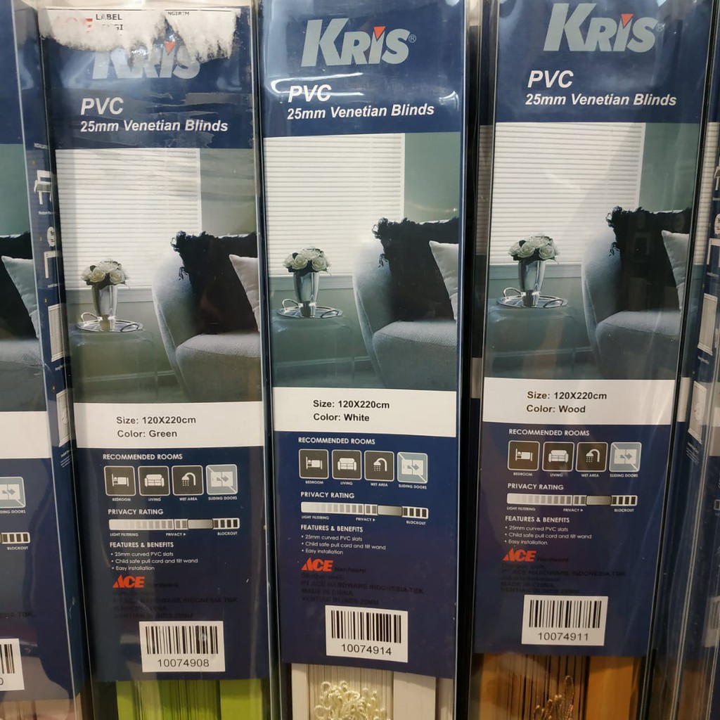 KRIS - VENETIAN BLINDS PVC / BLIND ROLLER / TIRAI GULUNG JENDELA 120 X 220 CM WOOD ACE FORHOME