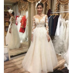 Gaun Wedding dress Gold motif floral 3d bunga