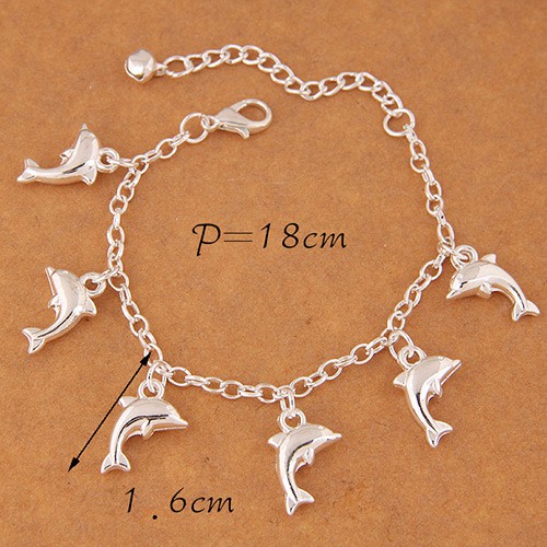 LRC Gelang Tangan Fashion Silvercolor Dolphin Shape Pendant Decorated A48199