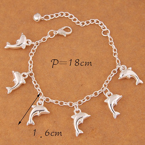 LRC Gelang Tangan Fashion Silvercolor Dolphin Shape Pendant Decorated A48199