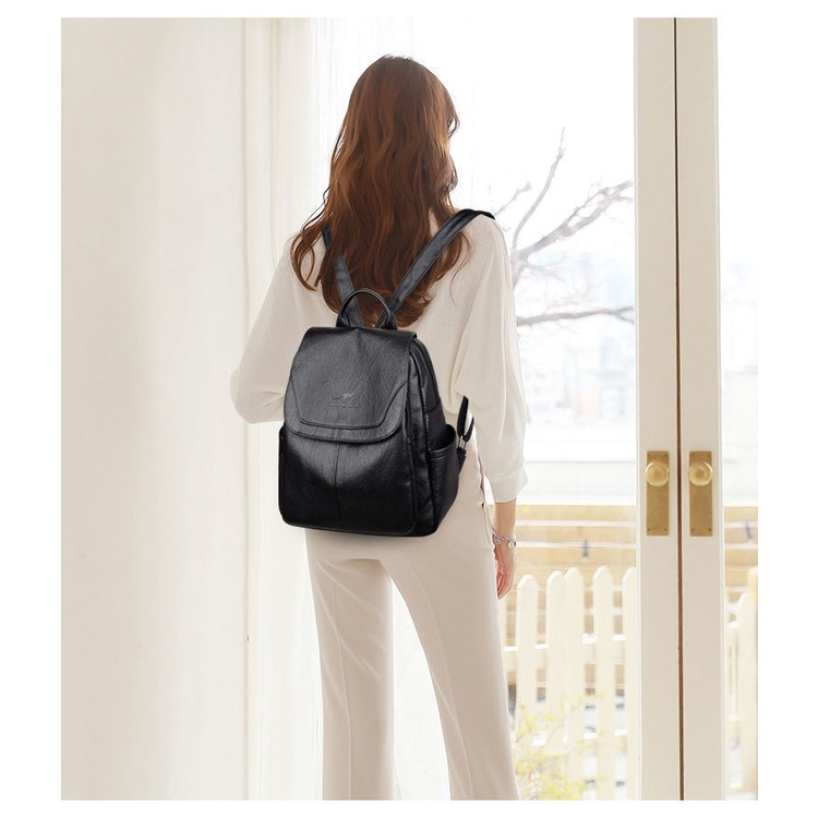 Satu7an T236 Tas Ransel Wanita Fashion Style Korea Kasual Tas Punggung Sekolah Kerja Backpack Cewek Kulit Sintetis-8