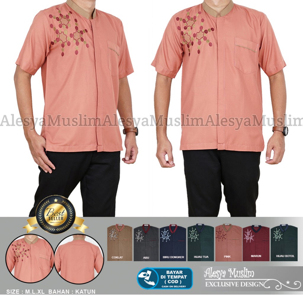 Baju Koko Warna Lengan pendek Katun/Harga Grosir/Best Seller/Bisa Bayar Di Tempat