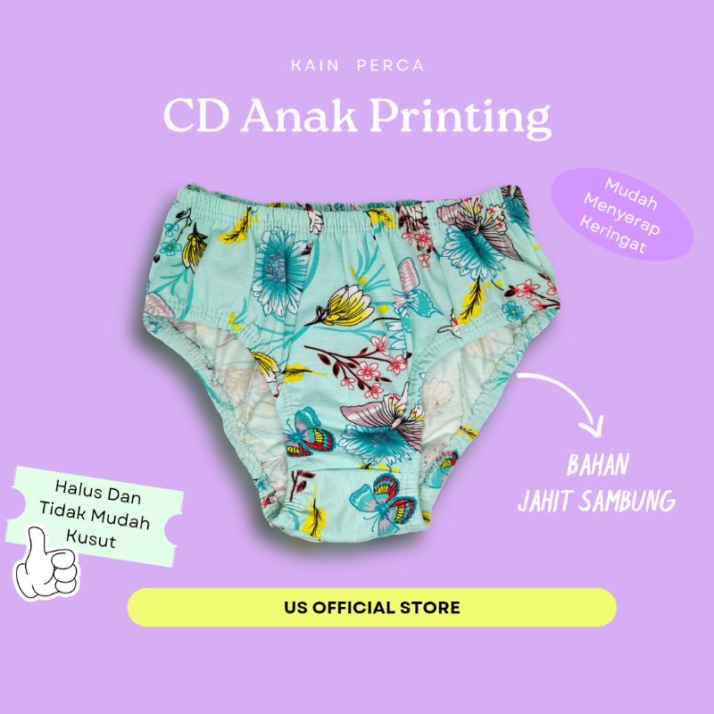 Satuan - Celana Dalam Anak Perempuan Murah Babydoll 1-8 Tahun Katun Spandek Motif Printing Bukan Sor