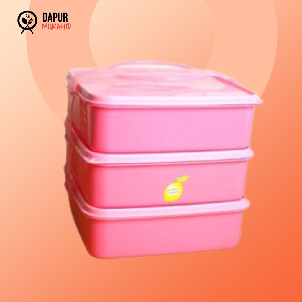 DM - Rantang Susun 3 / Tempat Bekal Piknik RPS 160-3 Pi - PINK