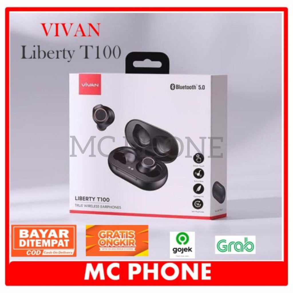 EARPHONE BLUETOOTH VIVAN LIBERTY T100 ORIGINAL GARANSI