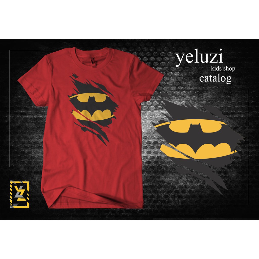 Kaos anak oblong karakter Batman merah yeluzi