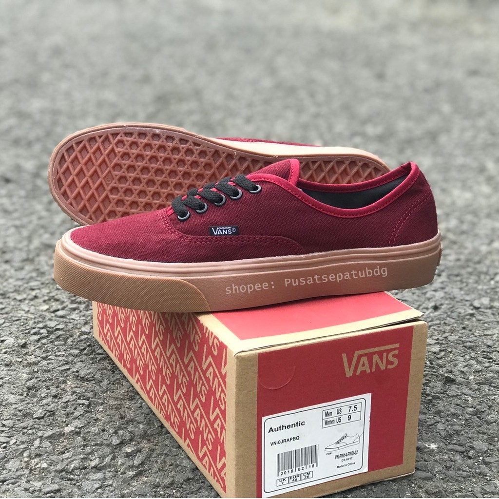 VANS AUTHENTIC MAROON GUM COKLAT