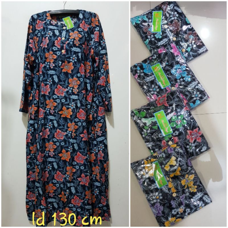 YULI - ABAYA/LONGDRES JUMBO LD 125 -140 CM PB 130 CM BATIK KENCANA UNGU LEBEL HIJAU KUI