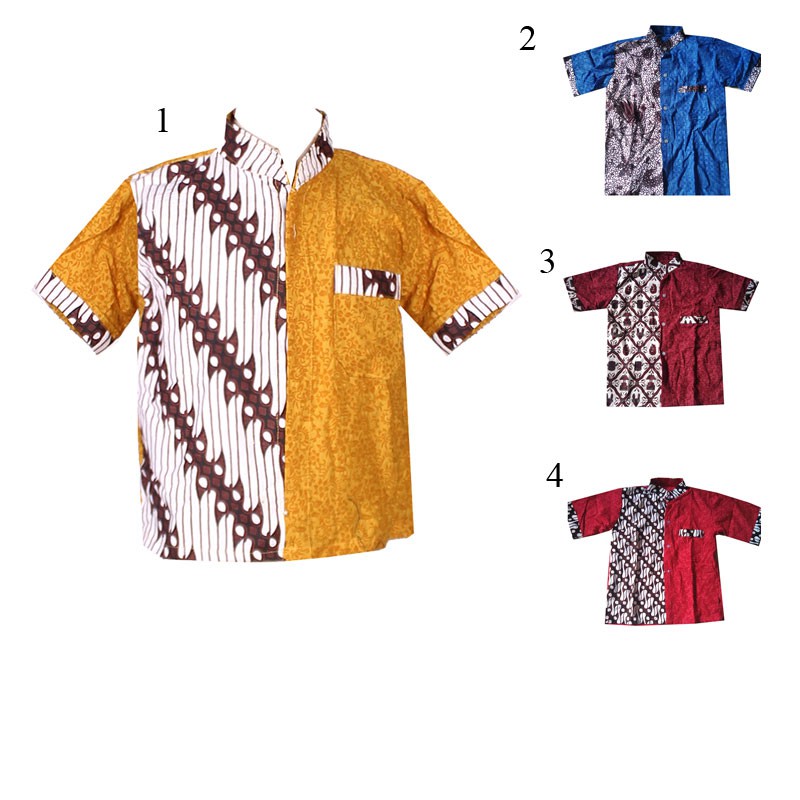 Baju Koko Anak Kombinasi Batik Embos