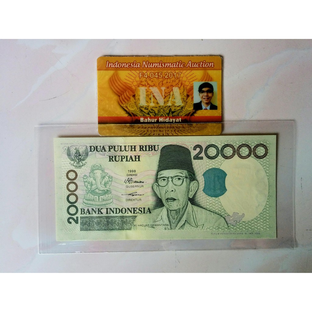 Uang Kuno Kertas Lama 20.000 Rupiah Tahun 1998 (XF)