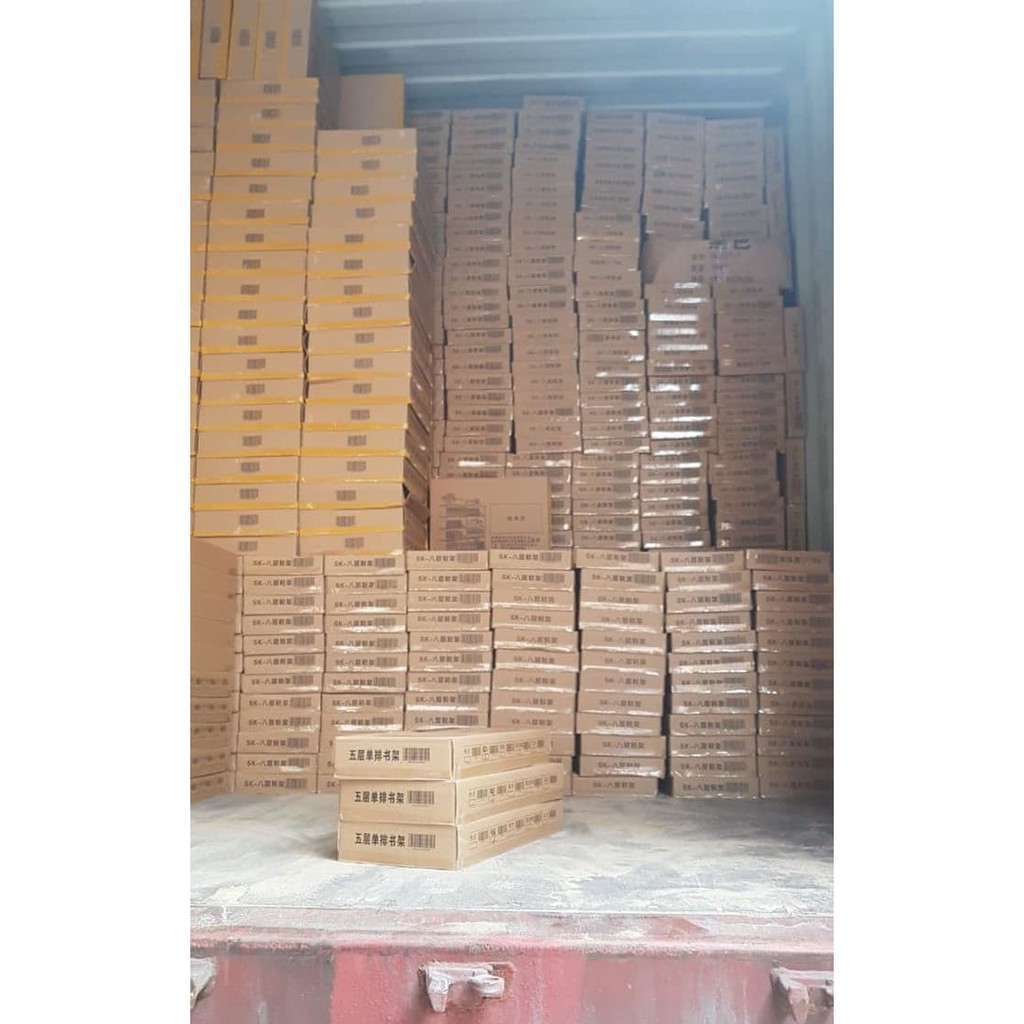 K339 HITAM PUTIH - Rak Buku Portable Rak Serbaguna 5 Lapis - KINBAR