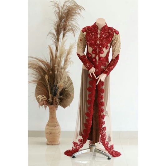 kebaya gaun pengantin merah