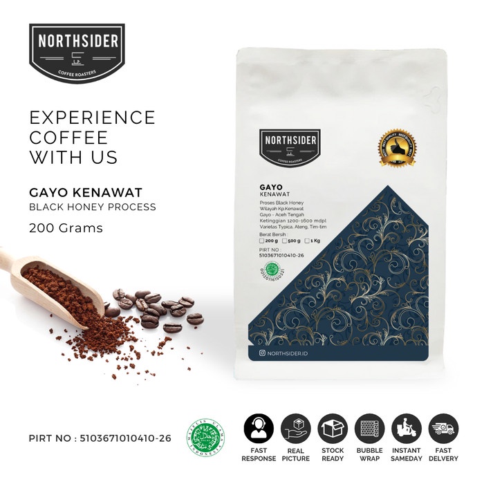 

Kopi-Biji- Biji Kopi Arabika Aceh Gayo Kenawat Black Honey - 200Gr Northsider - Biji Kopi -Biji-Kopi