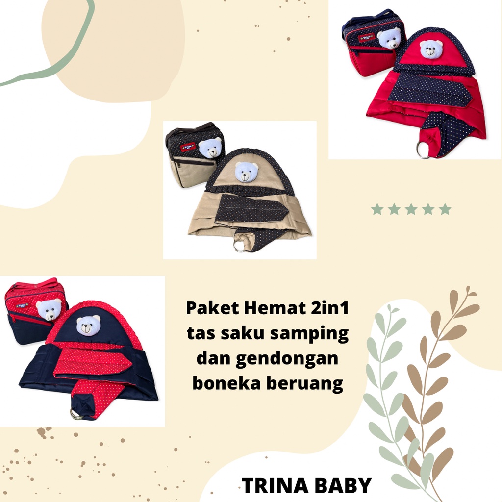 SET 2 IN 1 GENDONGAN DAN TAS BAYI KECIL SAKU SAMPING TERMURAH