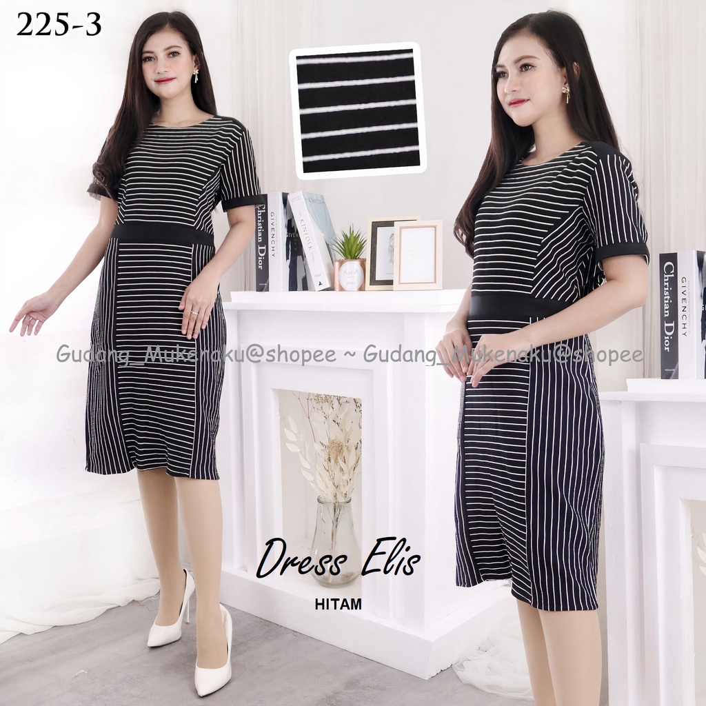 Gudang_Mukenaku Dress Elis Bahan Moss Crepe Pakaian Fashion Wanita Dewasa Terbaru Premium COD bisa bayar di tujuan