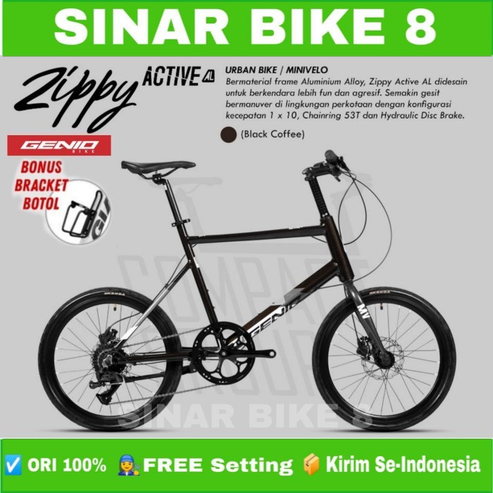 Sepeda Minivelo Ukuran 20 Inch GENIO ZIPPY ACTIVE ALLOY Mini Velo 10 Speed