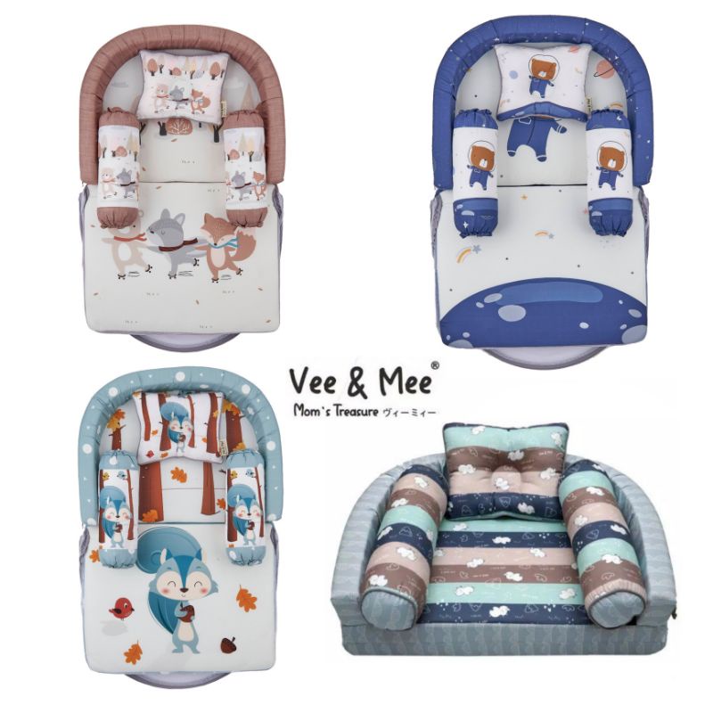 Vee &amp; Mee Kasur Bayi Lipat Oval Rhino Series, Squirrel Series,  Astronaut Bear Series, Raccoon and Friends Series