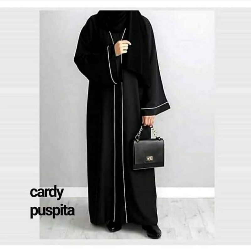 baju busana muslim abaya Gamis Couple Arab Hitam Bordir  turkey 1002-Cardi Puspita (busui