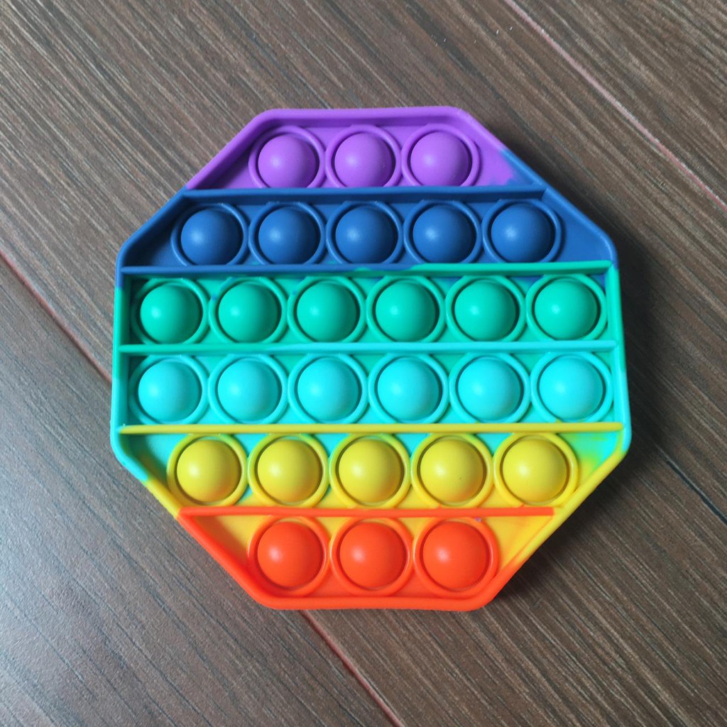Edufuntoys - PUSH BUBBLE fidged/ pop it rainbow gobang/ pop it pelangi/ pop it among us/ bubble toys/ popit-rainbow oktagon